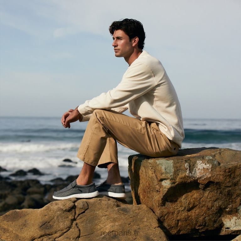 fr Reef coussin côte textile Hommes charbon 0XL0D483