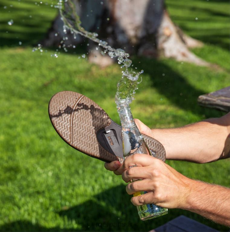 fr Reef éventail en cuir Hommes marron foncé 0XL0D336