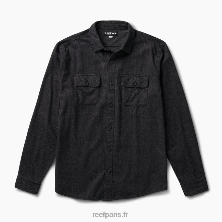 en Reef flanelle rask à manches longues Hommes caviar 0XL0D666