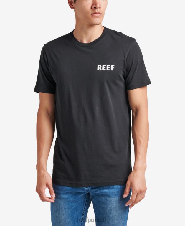 en Reef t-shirt unie à manches courtes Hommes caviar 0XL0D608